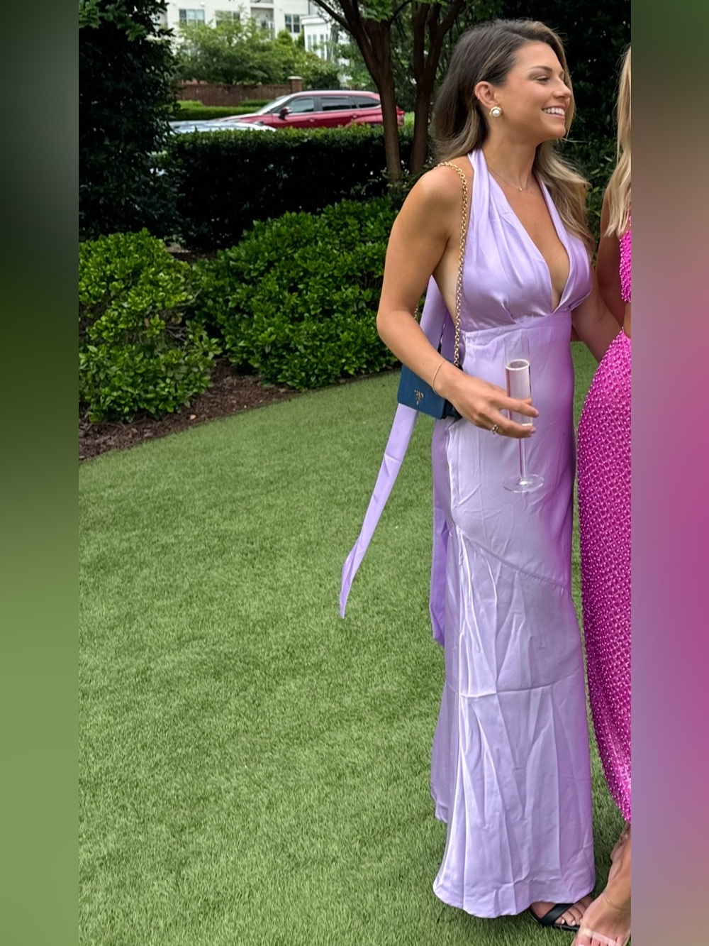 Hello Molly Pleased Satin Halter Maxi Dress Lilac